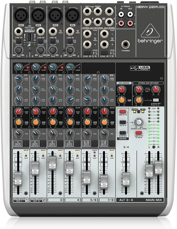 BEHRINGER Analog Mixer 12 Channel 1 Knob Comp/USB Audio interface Xenyx Q1204USB - Image 1 of 4