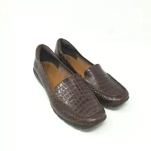 Easy Spirit Shoes Womens 8.5M  Abide Brown Crocodile Flat Loafers  - Picture 1 of 7