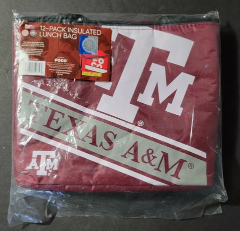 12-pack Cooler Insulated Lunch Bag Shoulder Zip Tote Maroon White New Texas A&M Cover