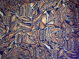 Vintage Galey & Lord Stoff, Tribal braun/schwarz/creme, Baumwolle 61"x 57" Baumwolle  - Bild 1 von 2