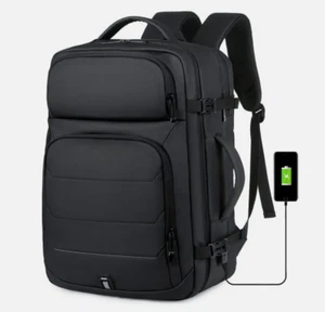 Men's Expandable Backpack Luggage Waterproof Business Travel School Bag Black - Picture 1 of 10
