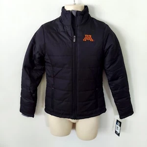 Minnesota Golden Gopher Youth Jacket Size Large 14 Black Puffer Coat Zip Pockets - Picture 1 of 7