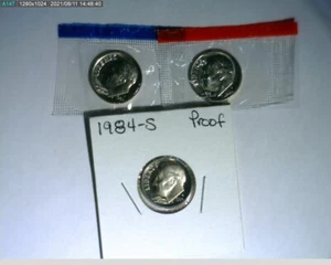 1984 PDS Roosevelt Dimes Unc in mint cello and Proof - Picture 1 of 2