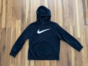 Nike Hoodie Size Youth Medium Black Pullover Center Check Sweatshirt Pocket EUC - Picture 1 of 4
