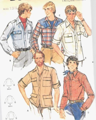 Western Rodeo Butterick Pattern 6238 Retro Button Teen/Man Chest 32"Neck 13.5"FF - Image 1 of 4