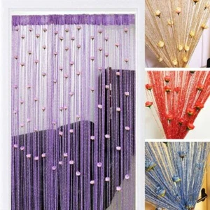 1X Hanging Rose Flower String Curtain Glitter Tassel Door Fly Screen Panel AU - Picture 1 of 25