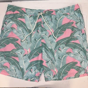 STRONG BOALT Palm Beach Men’s Pink Blue Green Leaf Print Board Shorts Size XL - Afbeelding 1 van 7