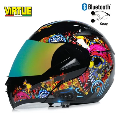Bluetooth Modular Flip Up Motorcycle Helmet Dual Lens Road MotorBike Helmet DOT - Image 1 of 4