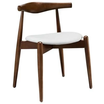 Modway Stalwart 17.5" Wood Dining Side Chair in Dark Walnut/White - Image 1 of 4