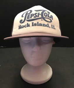 De colección Pepsi Cola Malla Snapback Gorra Gorra Rock Island IL Script - Imagen 1 de 7