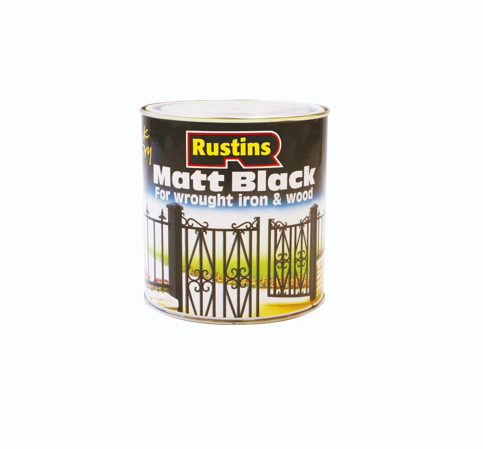 Rustins vernice nera opaca ad asciugatura rapida per ferro battuto e legno 250 ml/500 ml/1 L - Immagine 1 di 1