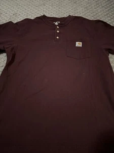 Carhartt T Shirt Adult Medium Pocket Tee Relaxed Fit 100410 316 Maroon - Picture 1 of 4