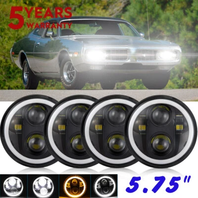 Faros LED redondos para Dodge Charger 1967-74 5 3/4" 5,75" alto/bajo DRL ojos de ángel Foto 1 de 4