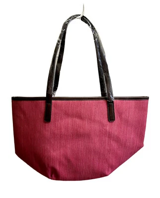 Bolso de Mano Neiman Marcus Rosa Fucsia Paja con Forro Verde Espuma de Mar Playa Viaje Foto 1 de 2
