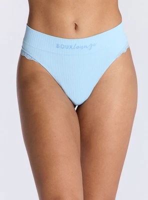 Tanga sin costuras Boux Avenue para mujer con ribete de encaje acanalado elástico bragas Foto 1 de 4