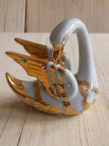 Figura de cristal de Swarovski Capodimonte Polaris porcelana cisne Italia colección - Imagen 1 de 13
