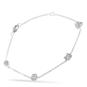 14K White Gold 0.40ct Diamond Station Bracelet - Picture 1 of 3