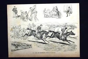Le corse di Castellazzo, disegno di G. Stabilini Incisione del 1885 - Picture 1 of 1