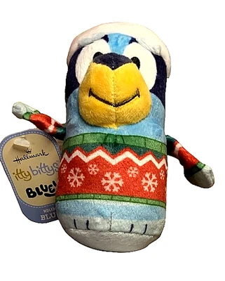 Hallmark Itty Bittys Holiday BLUEY Wearing Santa Hat Stuffed Animal Plush NWT - Image 1 of 3