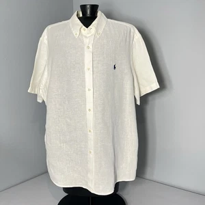 Polo Ralph Lauren Leinenhemd Herren XL Weiß Kurzarm Old Money *LESEN* - Bild 1 von 11