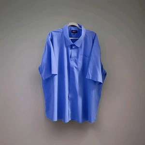 Omega Italy Mens Size 4XL (20-20.5) Indigo Blue Short Sleeve Button Down Shirt - Picture 1 of 8