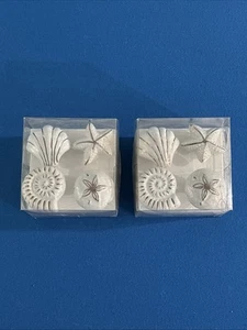 Ceramic Drawer Knobs. 2 Sets Of 4. Beach Themed. White/gold Brand New In Box - Picture 1 of 2