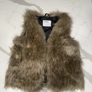 Old Navy Brown Faux Fur Open Front Vest Girls Size 8 Medium Lined Acrylic - Bild 1 von 5