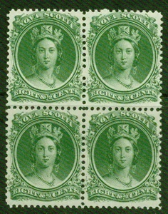 NOVA SCOTIA-1860-1863 - 81/2 ¢ BLOQUE DE 4 - F-VF** - Imagen 1 de 1