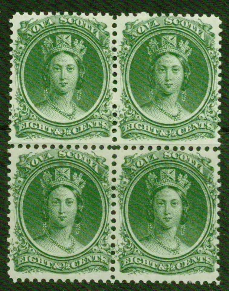 NOVA SCOTIA-1860-1863 – 8½ ¢ BLOCK OF 4 – F-VF** - Image 1 of 1