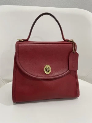 Vintage Coach 9983 Red Regina Turnlock Handbag  Leather Satchel Purse Hangtag - Image 1 of 4