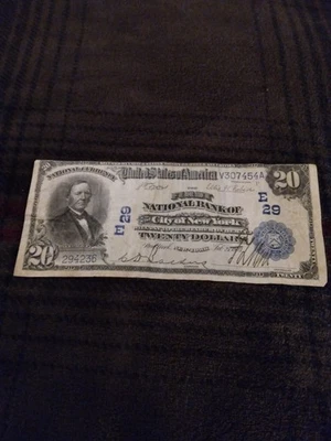 1903 Twenty Dollar National Currency Bank Of New York, $20 Large Banknote! LOOK  - Image 1 of 2
