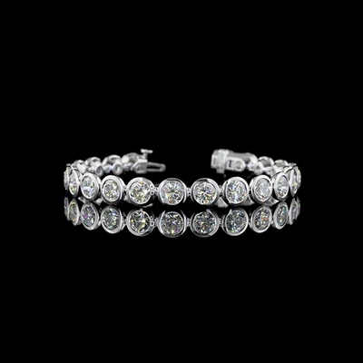 Lab-Grown 20.13 Carat Round - Diamond 14K White Gold Tennis Bracelet - Image 1 of 2