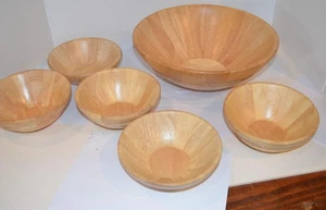 Moderne Dansk jhq hellblonde Holz Salatschüssel 6-teiliges Set modern - Bild 1 von 8