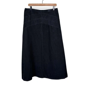 Woolrich Vintage 12 Black Corduroy 100% Cotton Midi Length A-Line Western Skirt - Picture 1 of 7