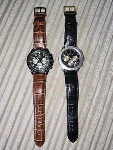 Rotary Mens Chronograph Watches With Original Leather Strap X 2 Excellent Order - Picture 1 of 6