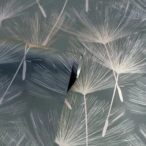 Arthouse Harmony Charcoal Metallic Rose Gold Dandelion Flower Wallpaper  - Picture 1 of 4