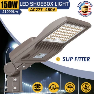277-480V 150W LED Shoebox Pole Light Commercial Street Area Parking Lot Lighting - Picture 1 of 12