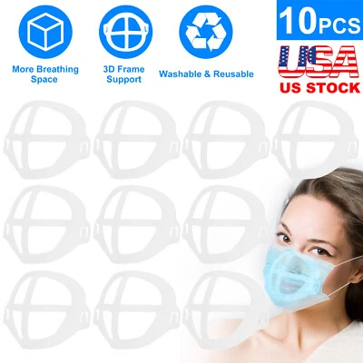 10Pc 3D Face Masks Bracket for Comfortable Breathing Space Soft Support Reusable - Image 1 of 4
