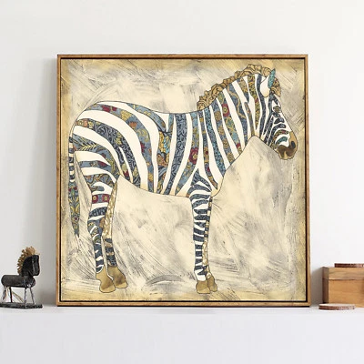 Arte abstracto cebra pintura al óleo lienzo de seda póster vintage decoración de pared sin marco A290 Foto 1 de 4