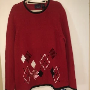 Crazy Horse Liz Claiborne Women’s Red Top Long Sleeve Round Collar NWT L - Picture 1 of 6