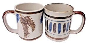 Pair of Vintage Glazed Stoneware Coffee  Mug Flower Speckled Japan Otagiri 12oz - Picture 1 of 9