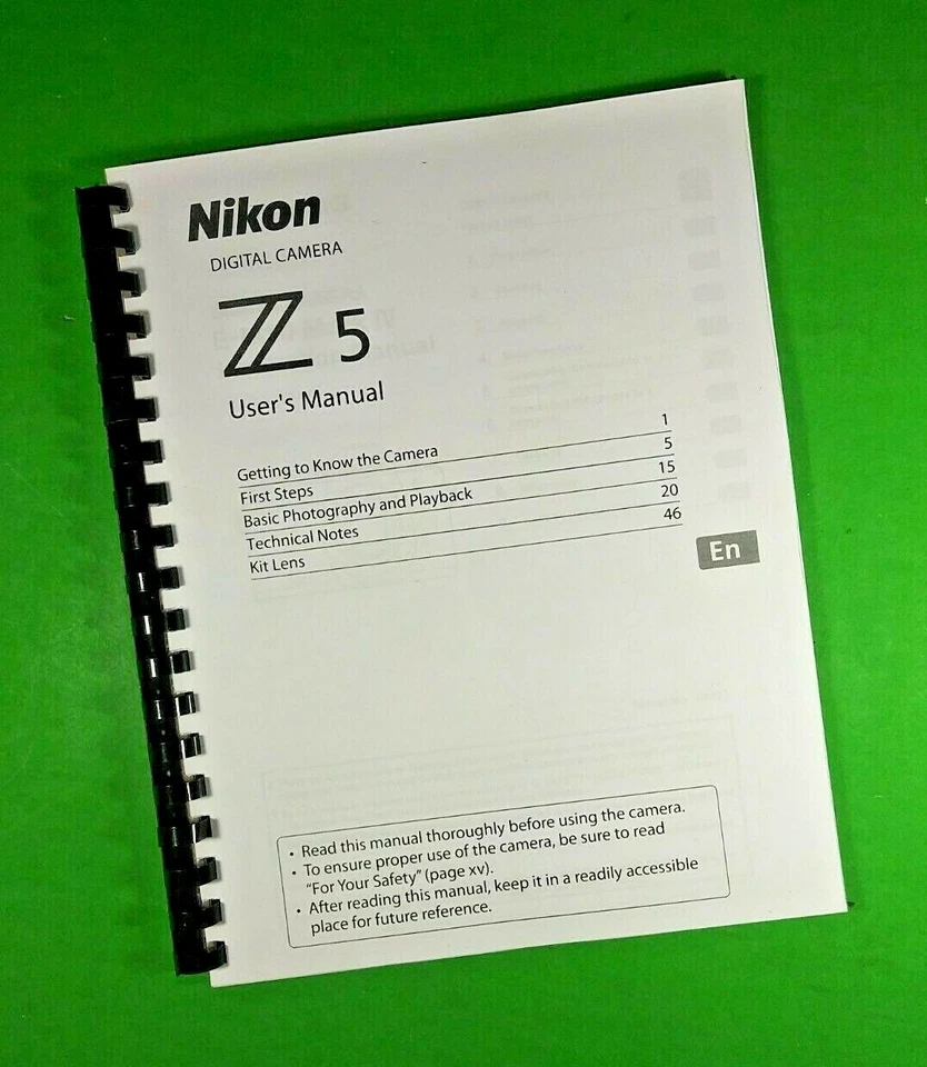 Owners Manual for Nikon Z5 Camera 80 Pages W/Clear Covers! - Image 1 of 1