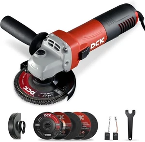 DCK Angle Grinder,4-1/2-Inch,6.7Amp,11800 RPM with 2 Safety Guards,6-Piece Discs - Picture 1 of 8