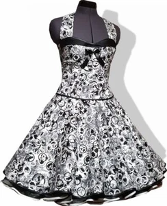 50er Jahre Kleid zum Petticoat weiss schwarze Kringel tellerweit Vintage - Bild 1 von 2