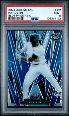 2024 Leaf Metal BLUE Prismatic 5/35 #112 RJ AUSTIN Vanderbilt Commodores PSA 9 - Image 1 of 2