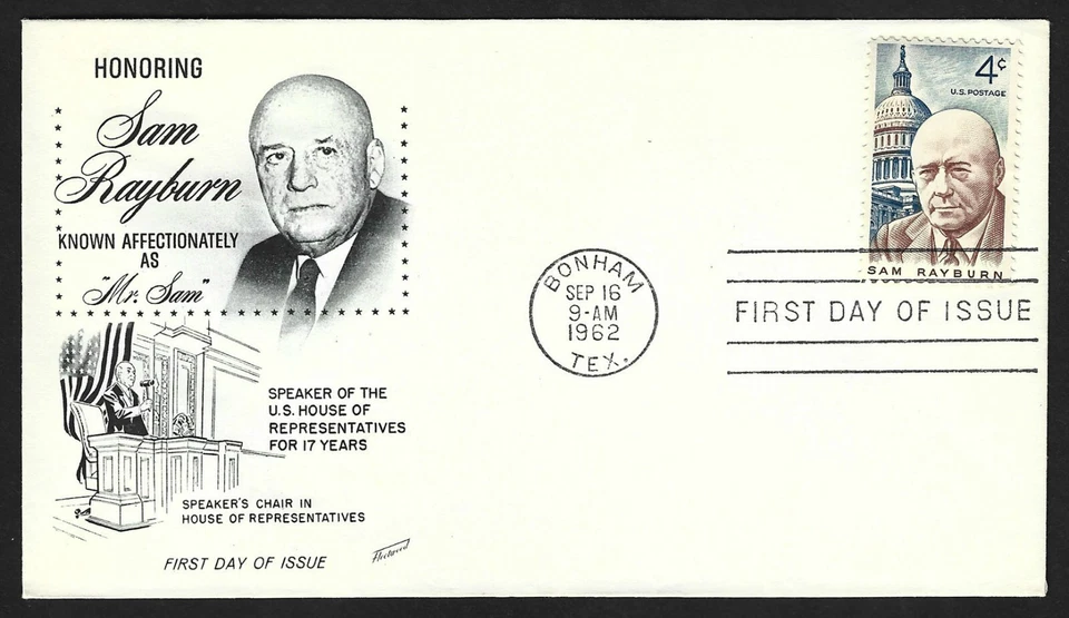 USA, SCOTT # 1202, FLEETWOOD FDC COVER OF 1962 HONORING SPEAKER SAM RAYBURN - Image 1 of 1