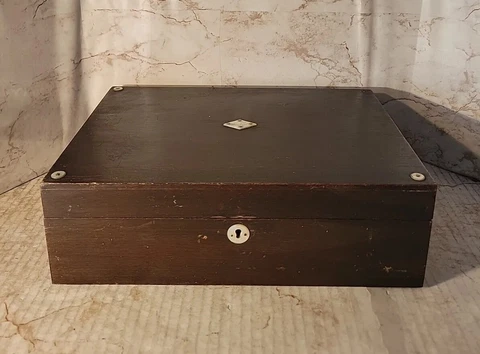 Antique Rosewood Lap Desk Writing Box 12.75" X 8.75" X 4" (PB8) Cover