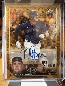 2023 Topps Gilded Collection Nolan Jones AUTO Gold Etch Refractor 48/99 Rockies