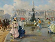 French Palace Paris Architecture 18 x 24 in Rolled Canvas Print Vintage Painting