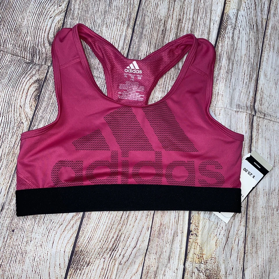 Adidas Youth XL (16) Sports Bra Pink NEW - Image 1 of 1